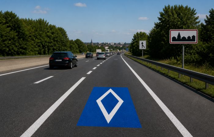 Co to jest za nowy znak: biały romb na niebieskim tle?
